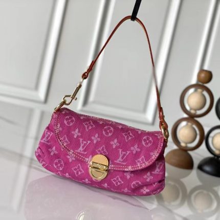 Louis Vuitton Pink Monogram Denim Pleaty