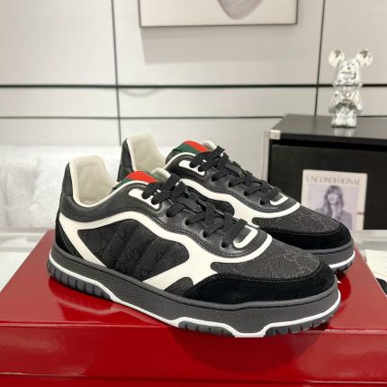 Men’s Gucci Re-Web trainer in black Original GG canvas