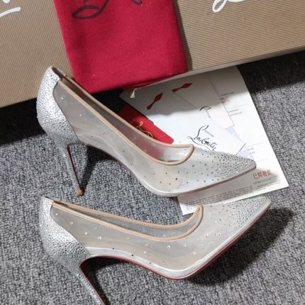 Christian Louboutin Degrastrass PVC 100 Silver PVC