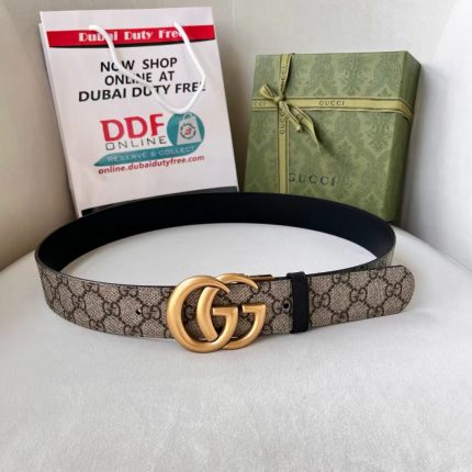 WIDE LEATHER BELT WITH DOUBLE G BUCKLE