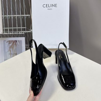 CELINE LILY PERFORATED TRIOMPHE SLINGBACK IN PATENT CALFSKIN